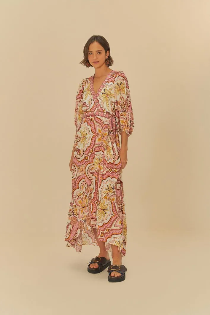 Vestido Longo Manga Lenço Jóia Tropical