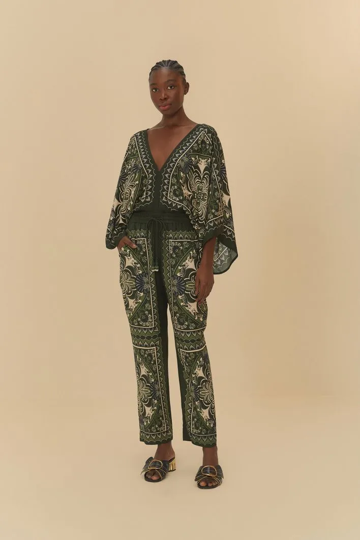 Calça Lenço Estampado Onça Mística