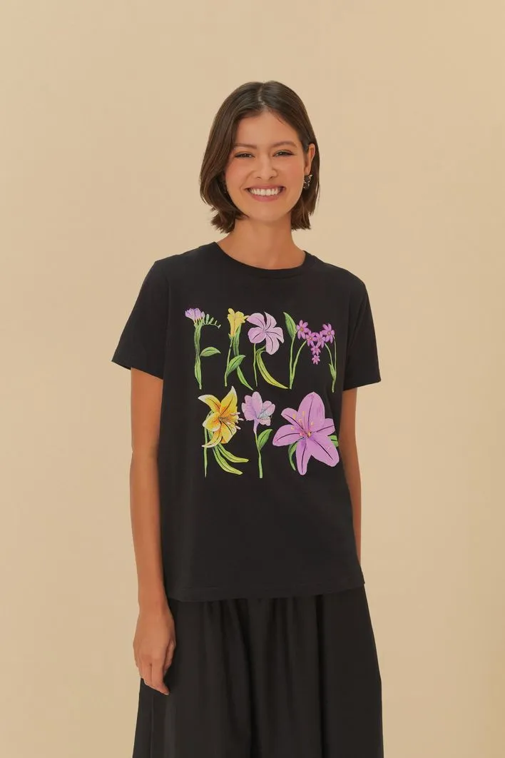 T-Shirt Fit Estampada Farm Rio Flores