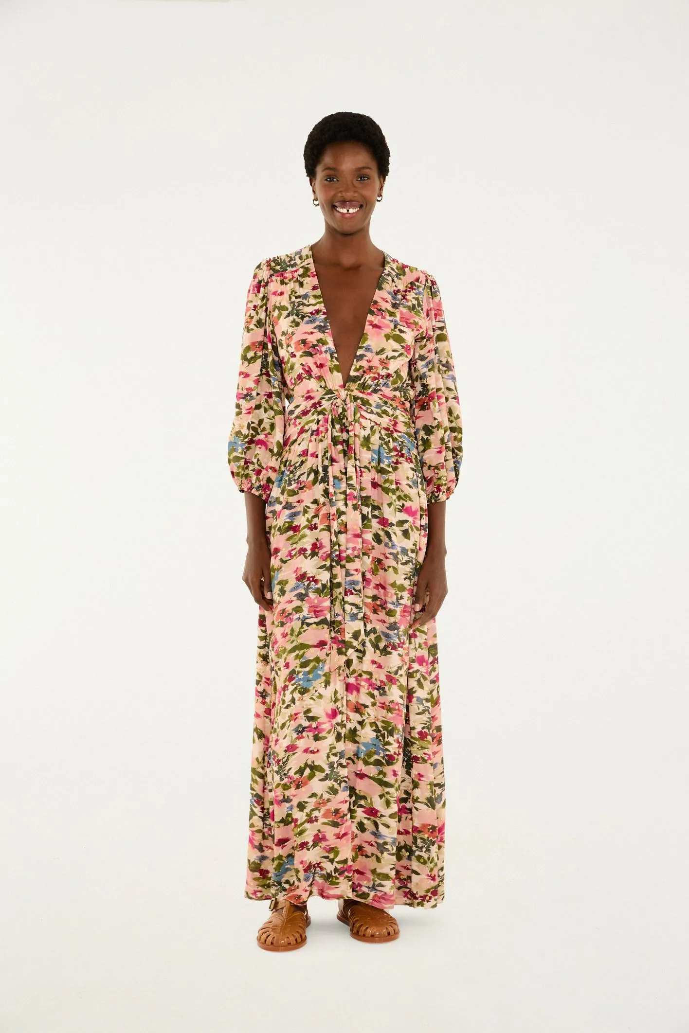 Vestido Longo Estampado Jardim De Flor