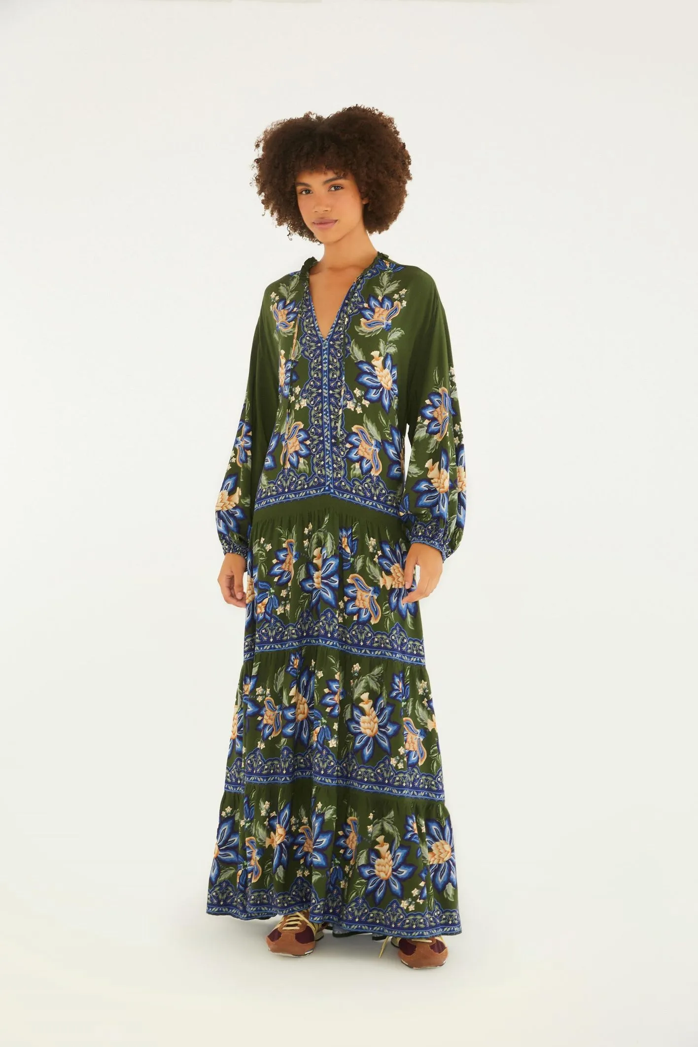 Vestido Cropped Estampado Jardim Chintz Lenço