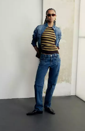 Calça Jeans Low Rise Com Recortes