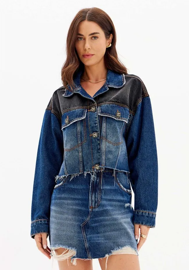 Jaqueta Jeans Cropped Com Botões