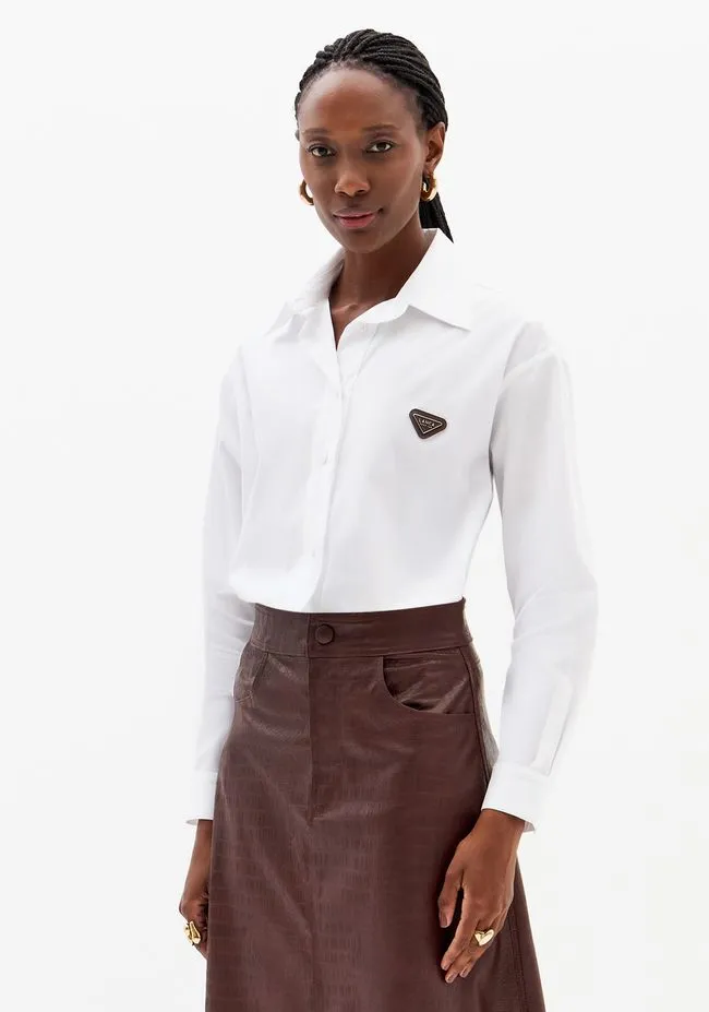 Camisa De Mangas Longas Em Tricoline