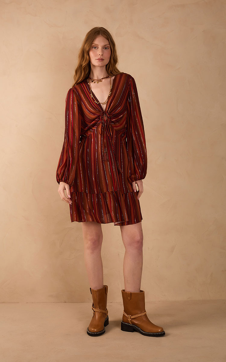 Vestido Lurex Estampa Refúgio