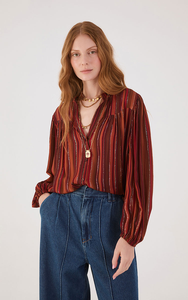 Blusa Lurex Estampada