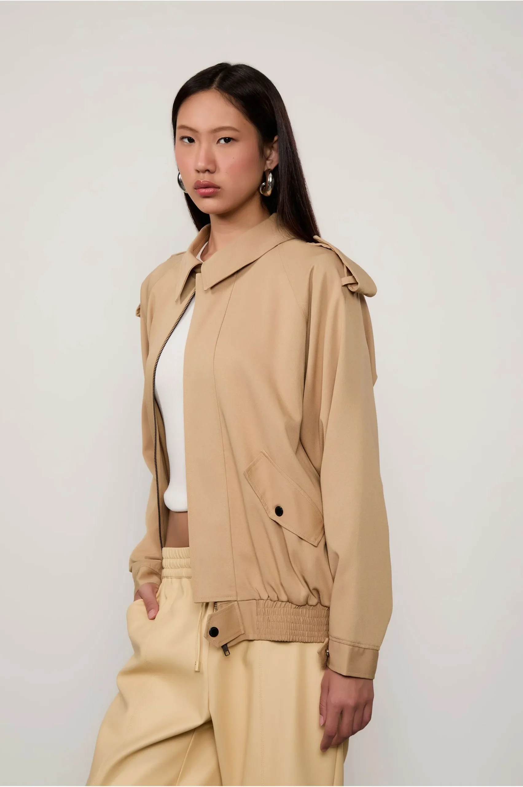Jaqueta Bomber Longa Com Martingales