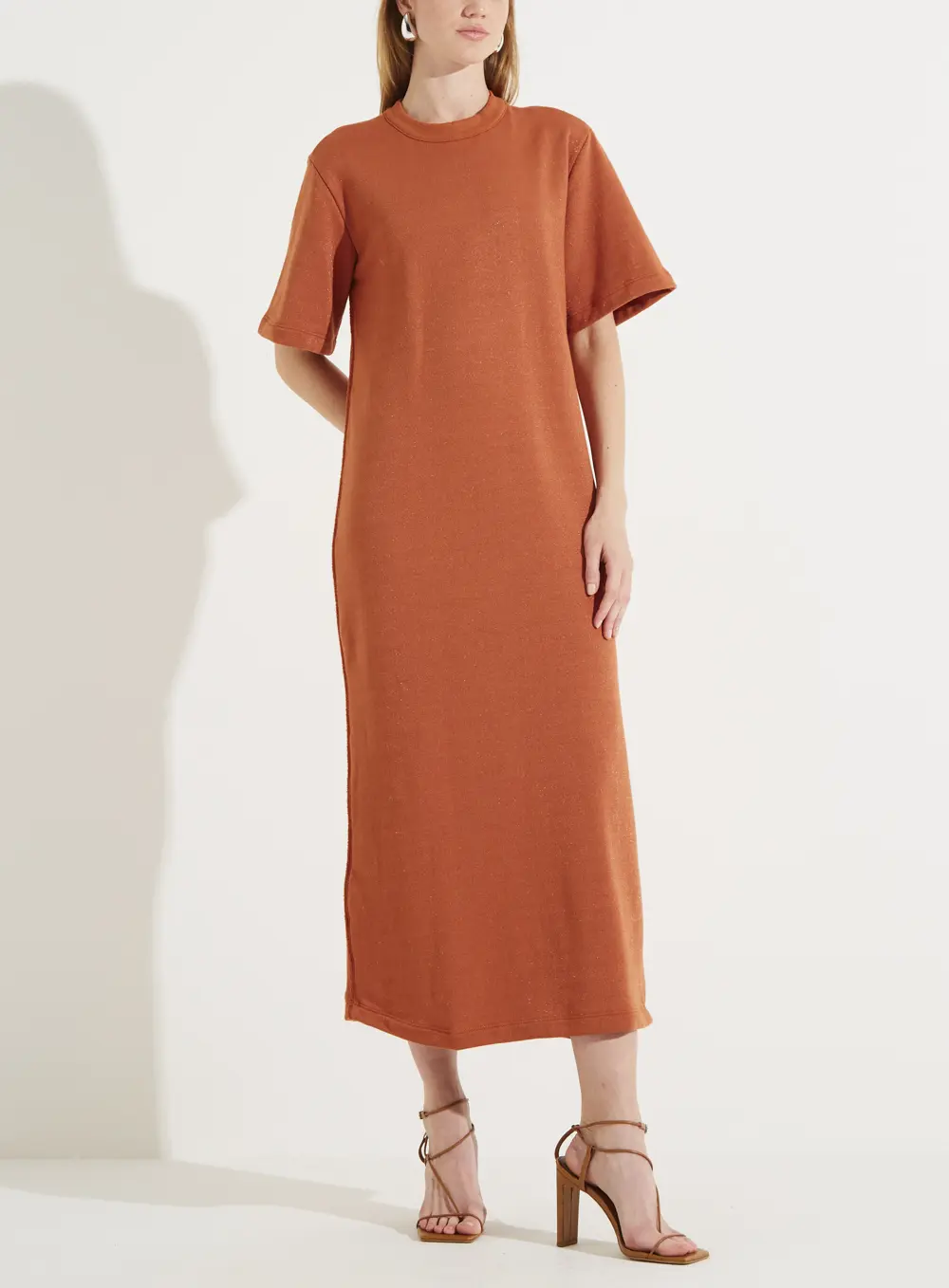 Vestido Moletom Midi Com Fenda Lateral