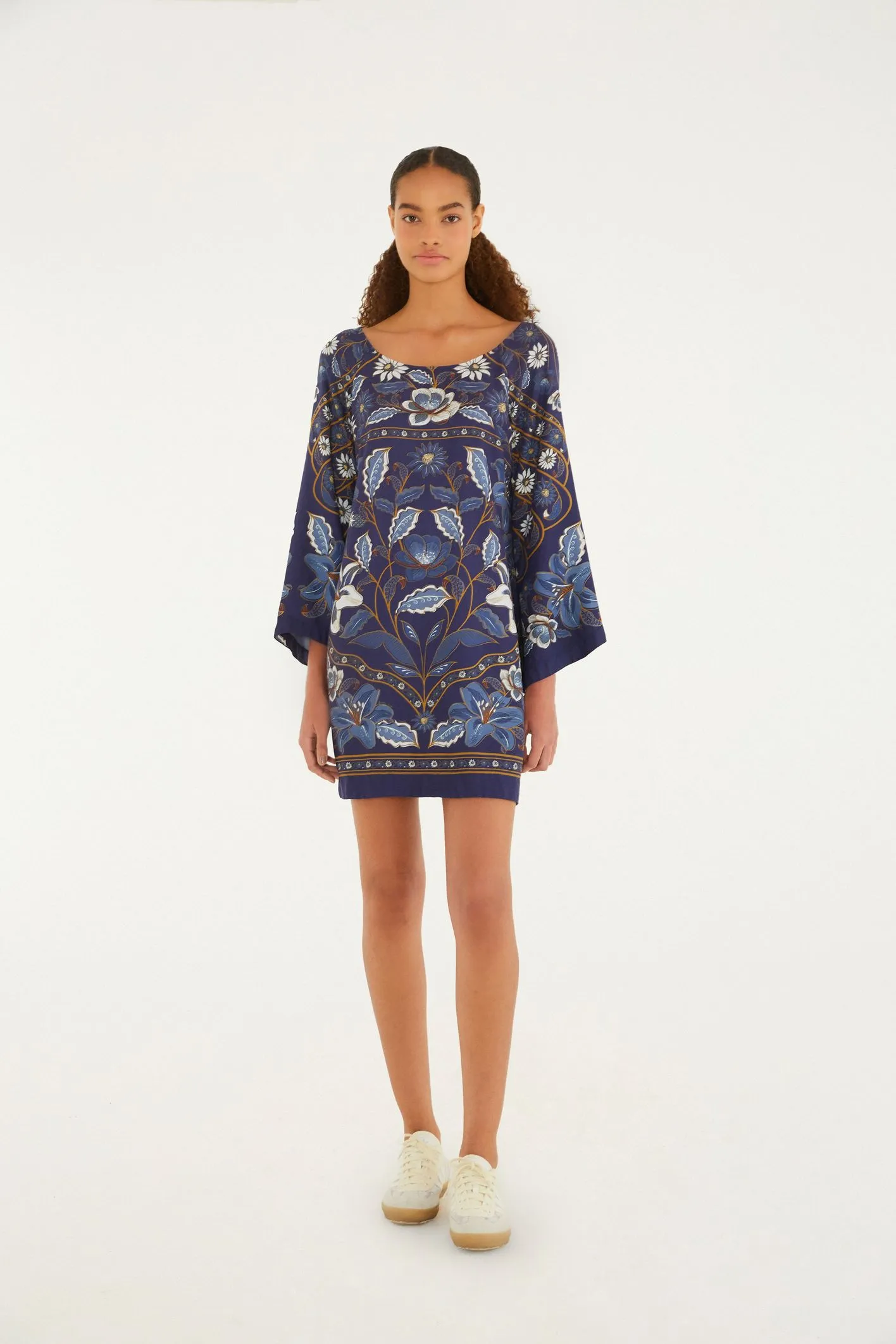 Vestido Curto Estampado Marcelle Azul