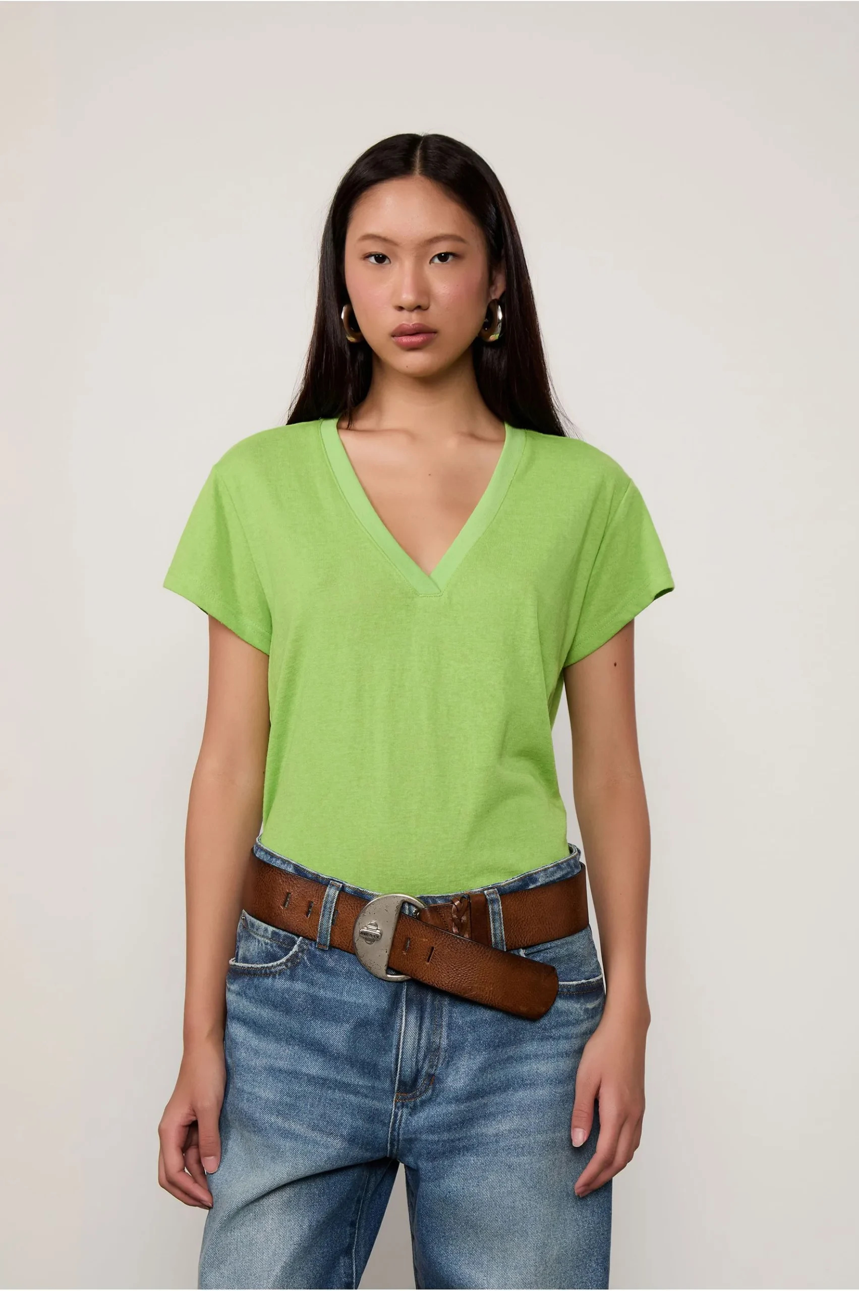Blusa de Malha Básica Decote V
