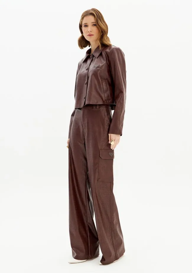 Calça Cargo Cintura Alta Pu Croco