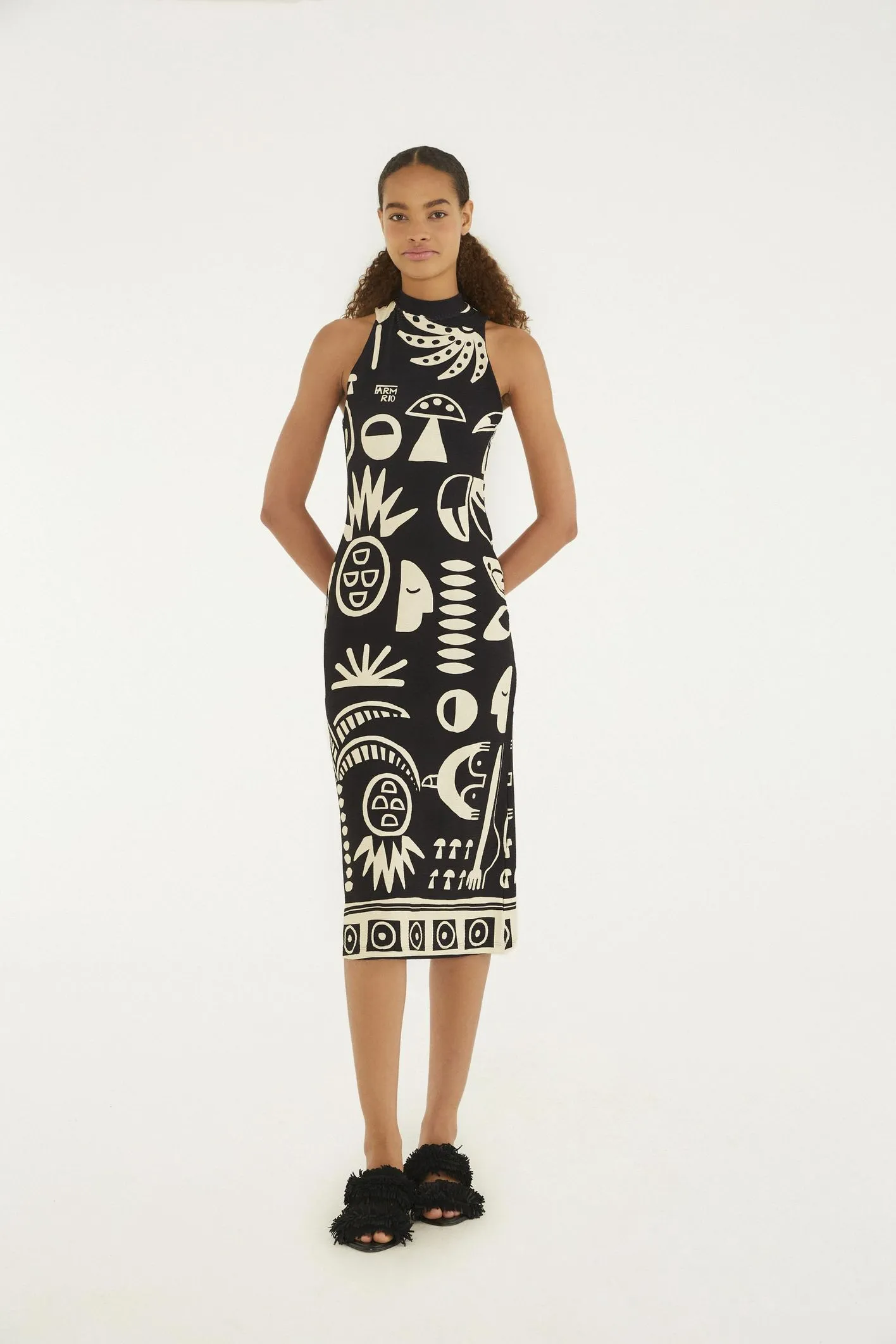 Vestido Midi Estampado Lenço Tropicano