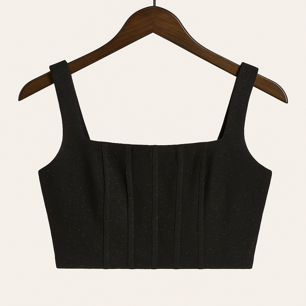 Top Preto Estruturado com Brilho