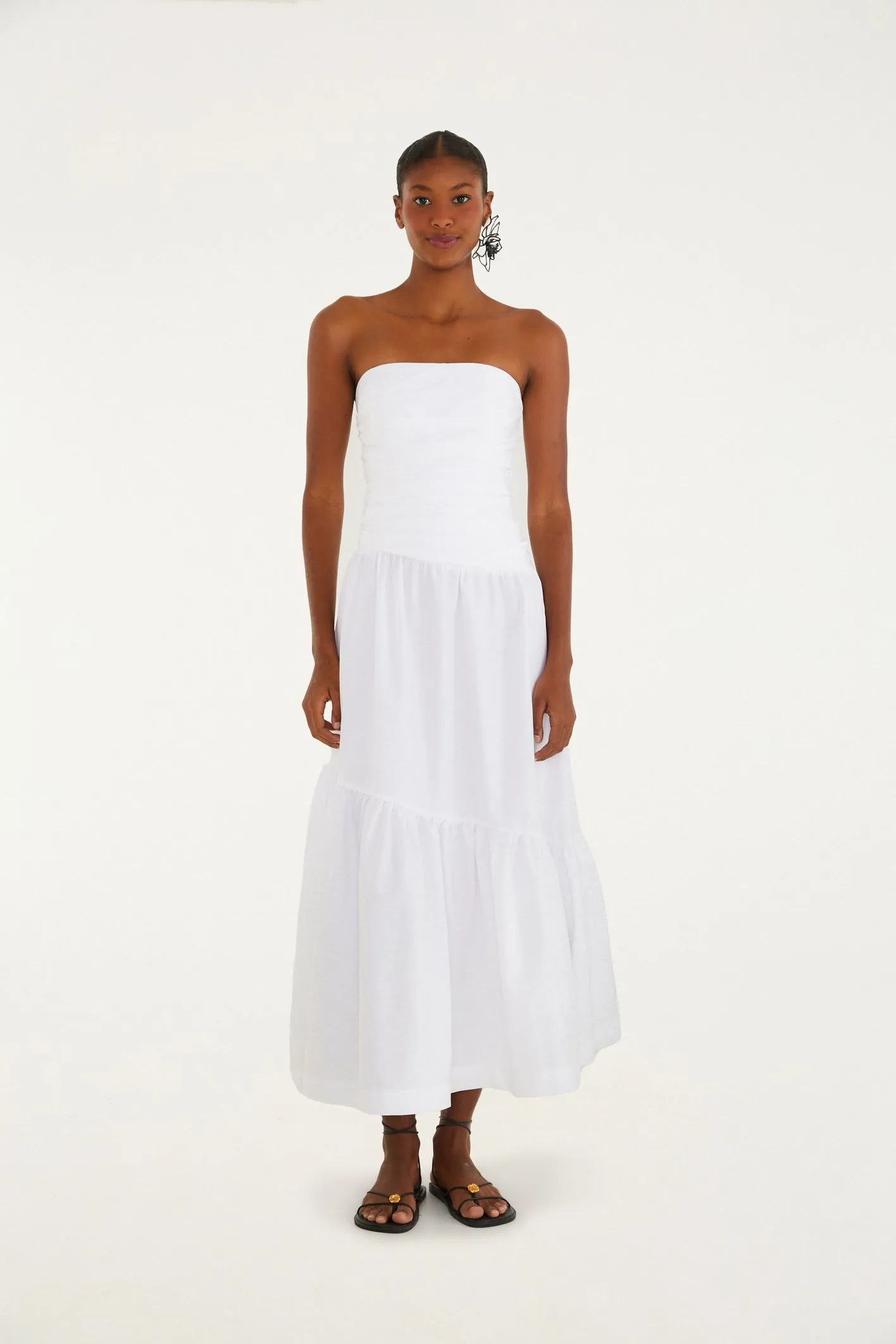 Vestido Sem Alça Franzido Farm