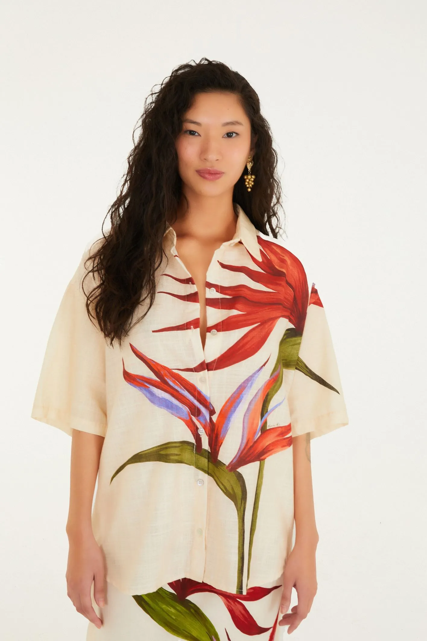 Camisa Estampada Maxi Estrelícia