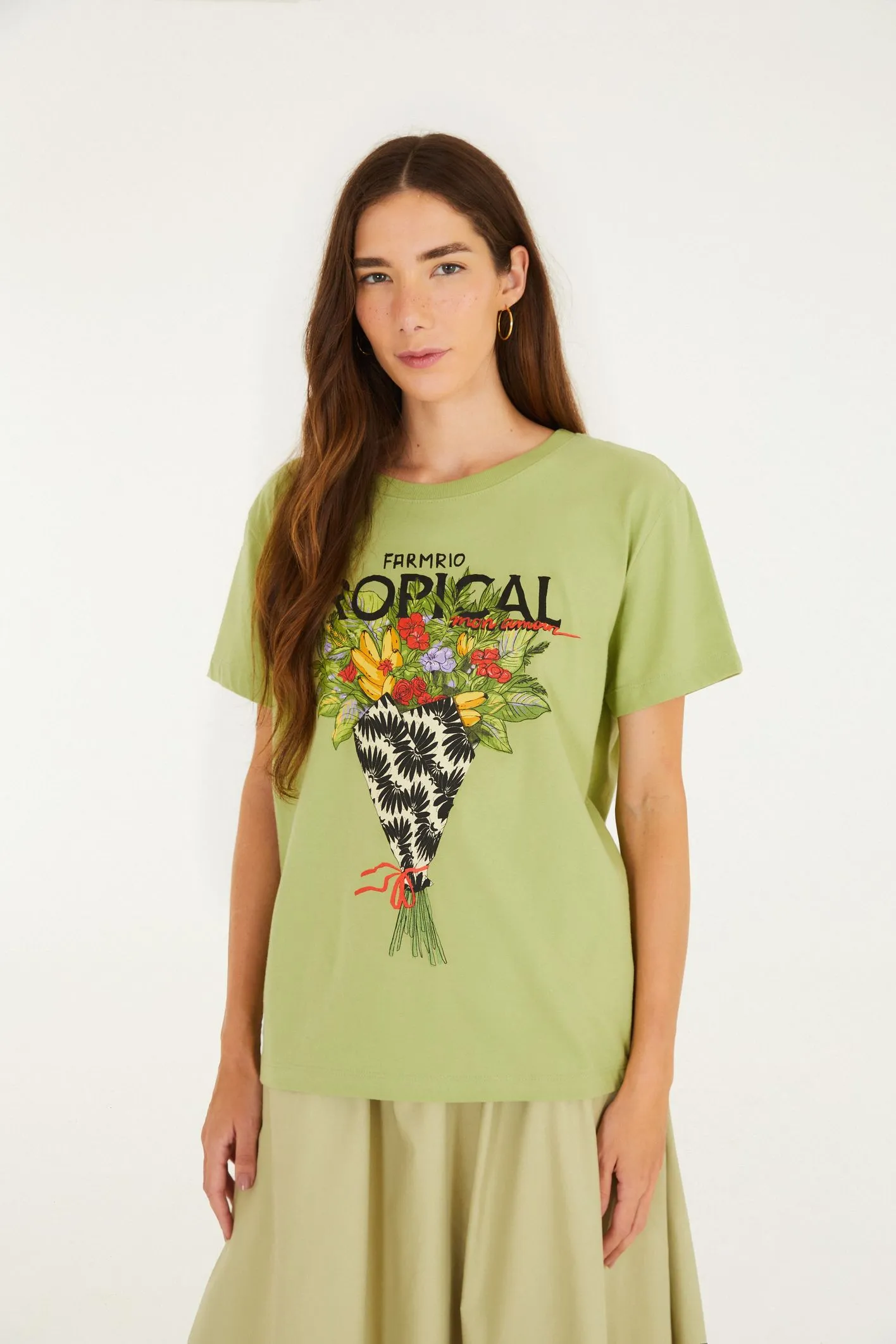 T-Shirt Fit Bouquet Tropical Verde