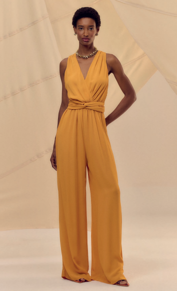 Macacão Drapeado Longo Com Amarração