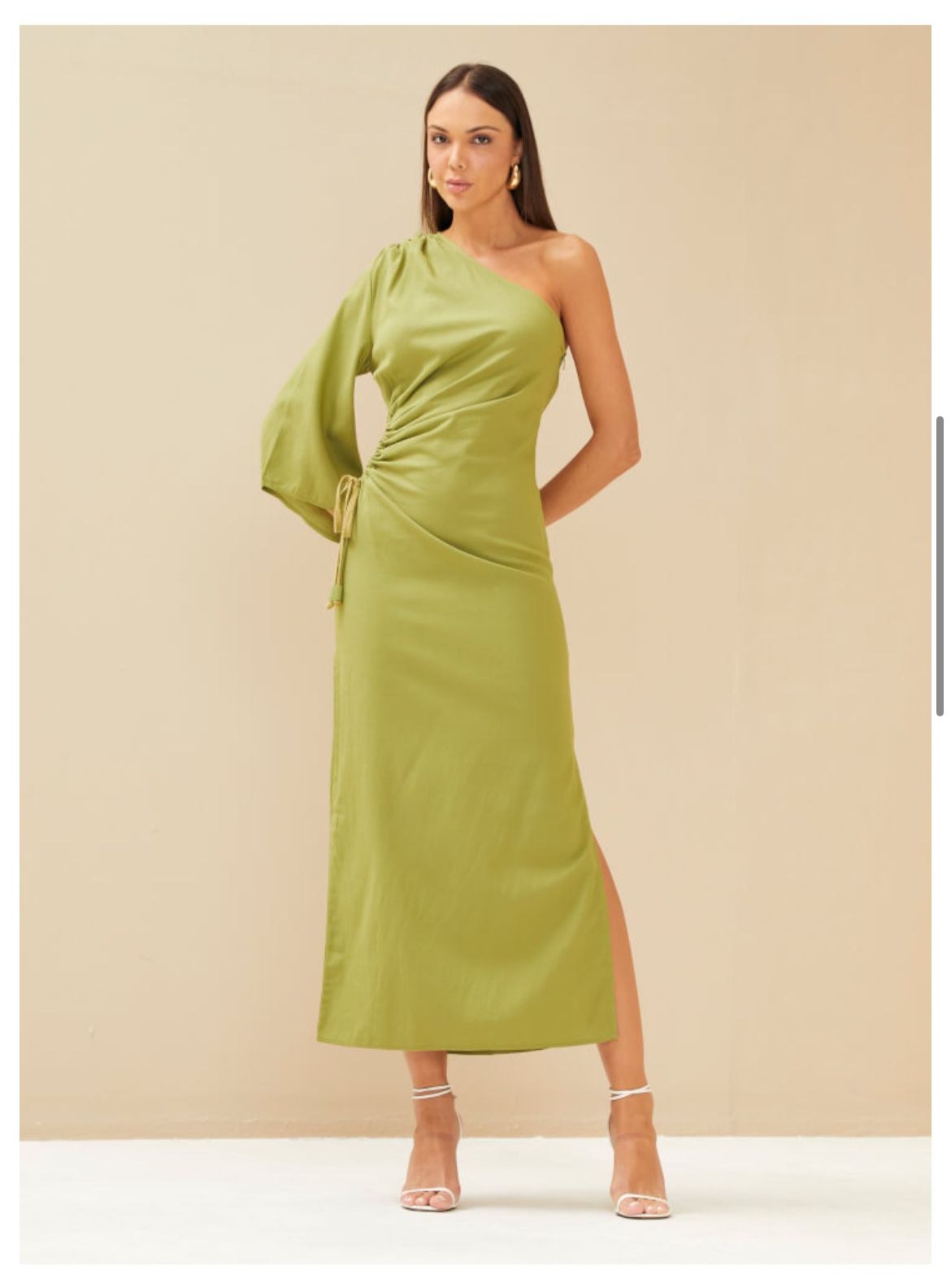 Vestido Linho Recorte Lateral