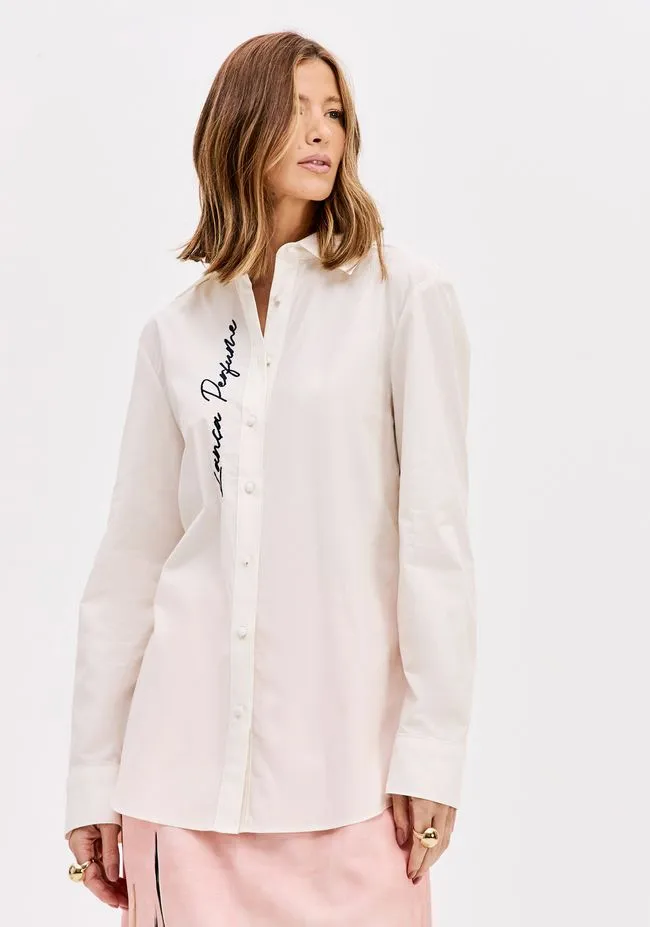 Camisa Alongada Manga Longa Com Bordado