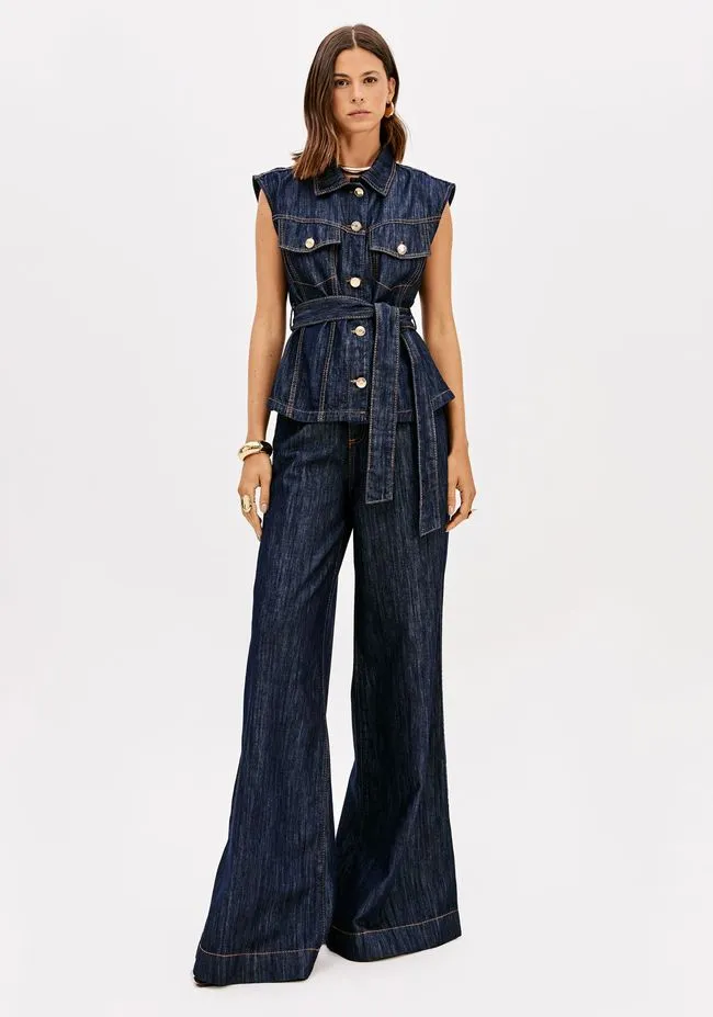 Calça Jeans Pantalona Cintura Super Alta