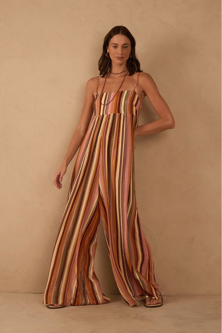 Macacão Lurex Estampa Bosque