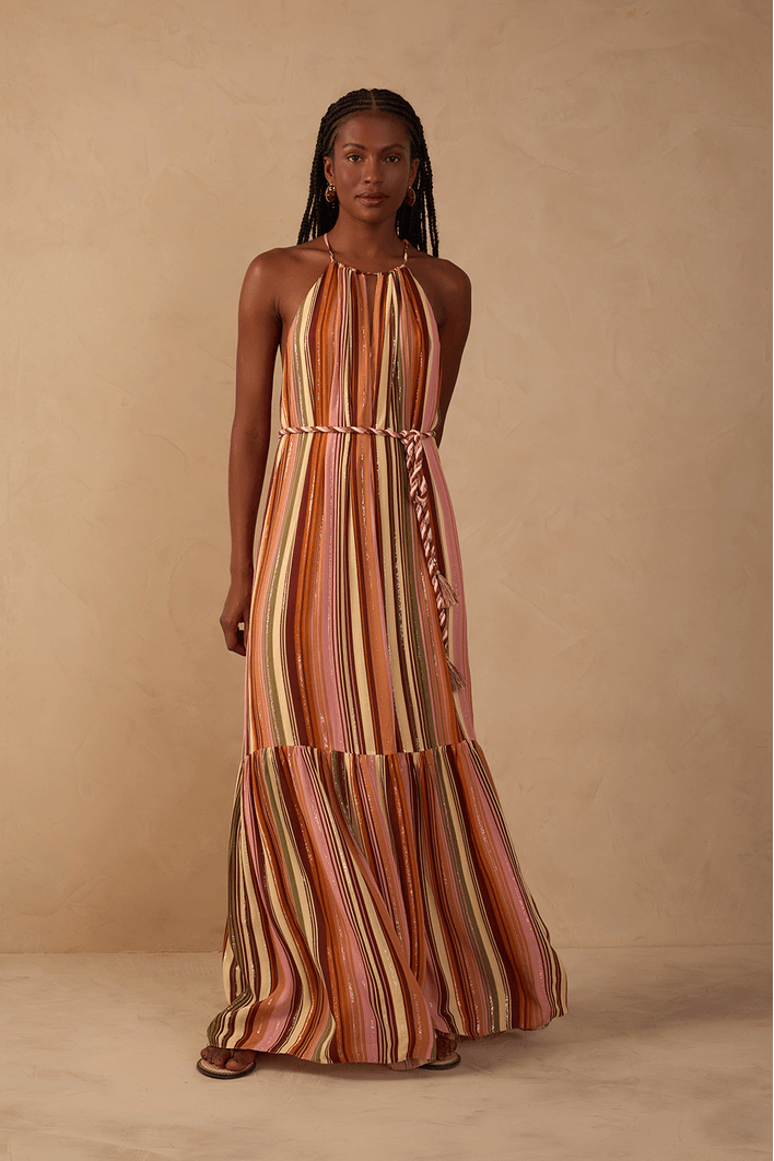 Vestido Lurex Estampa Bosque