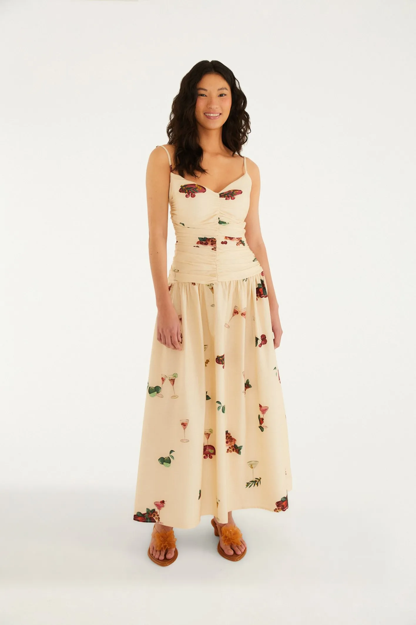 Vestido Cropped Estampado Coquetel Tropical