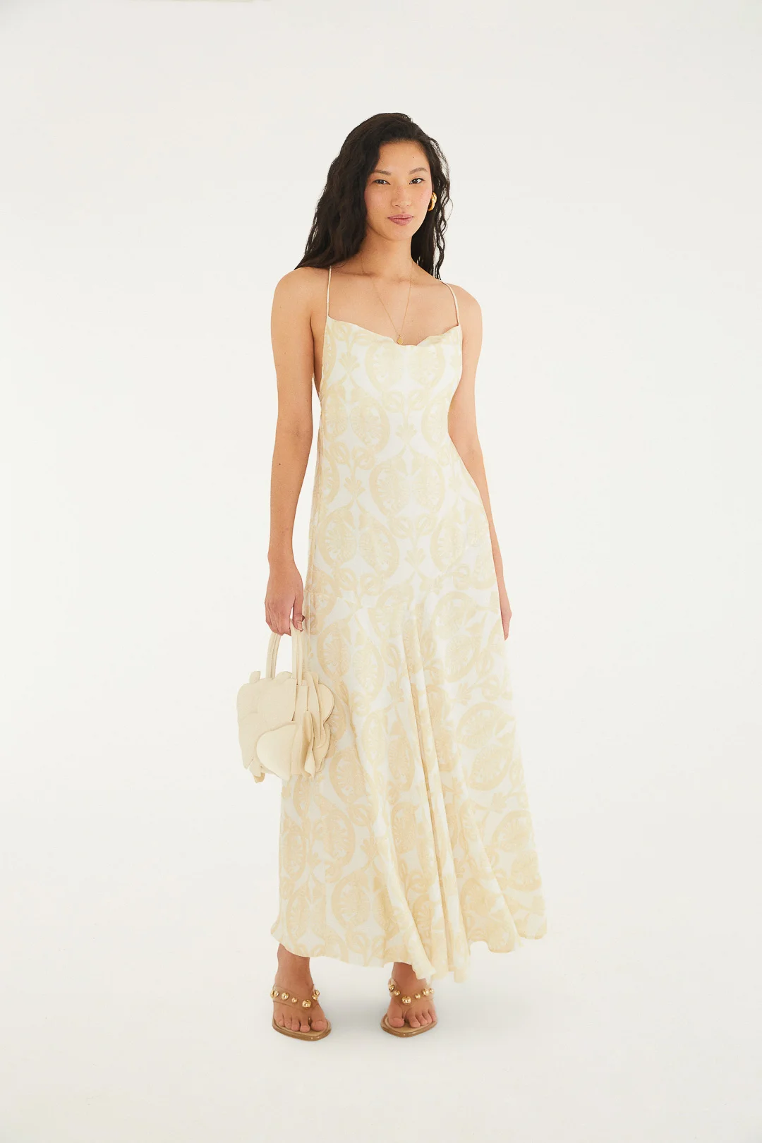 VESTIDO LONGO ALÇAS CAVALOS MARINHOS