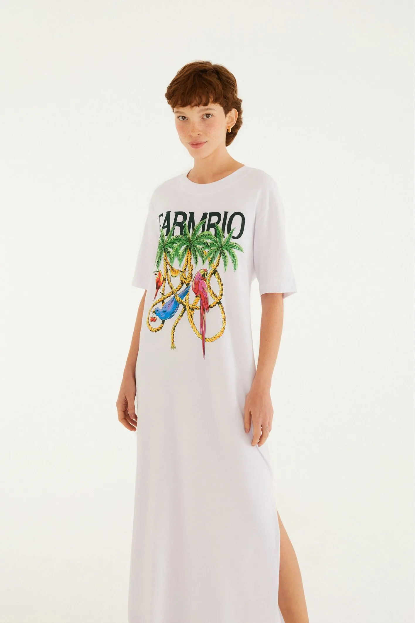 VESTIDO MIDI CORDAS E AVES