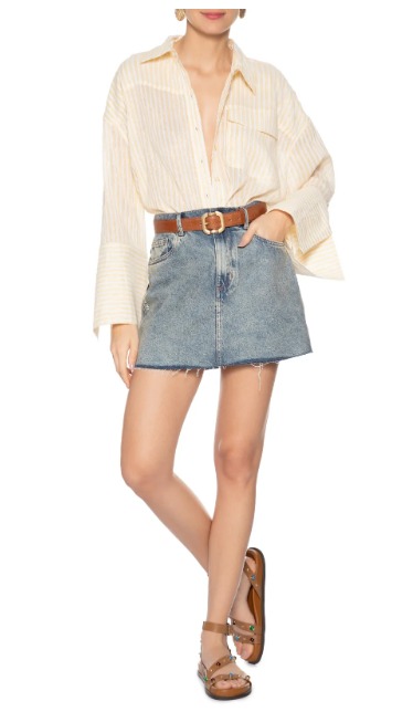 CAMISA DE GAZE LISTRADA COM BOLSO