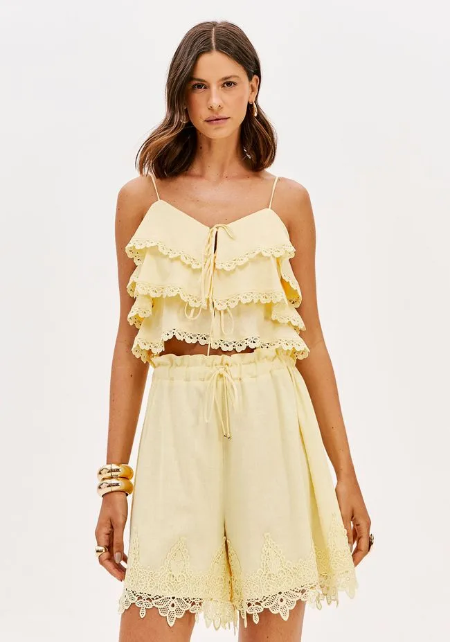 BLUSA DE ALÇAS COM LINHO