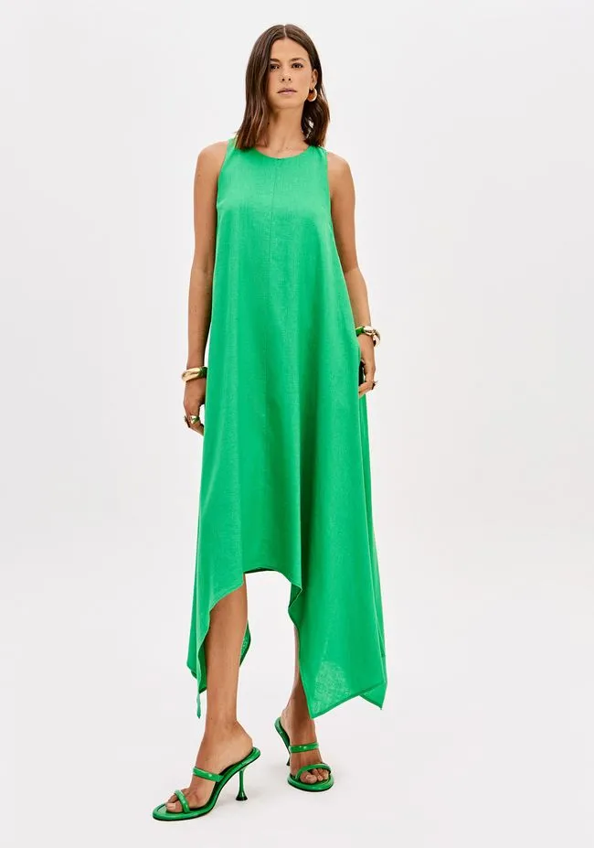 VESTIDO SUPER MIDI COM LINHO