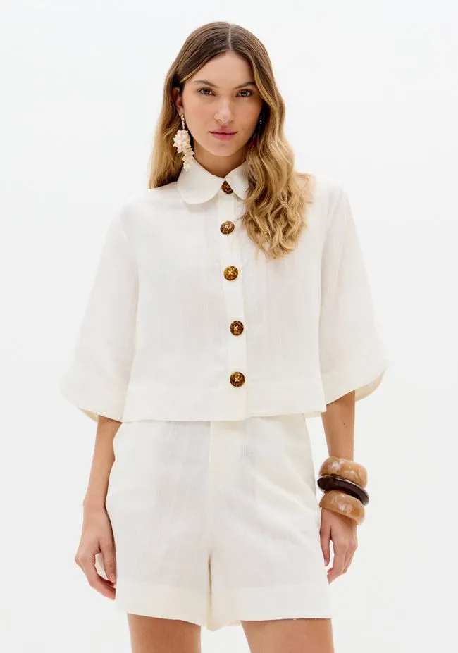 CAMISA MANGA CURTA COM LINHO