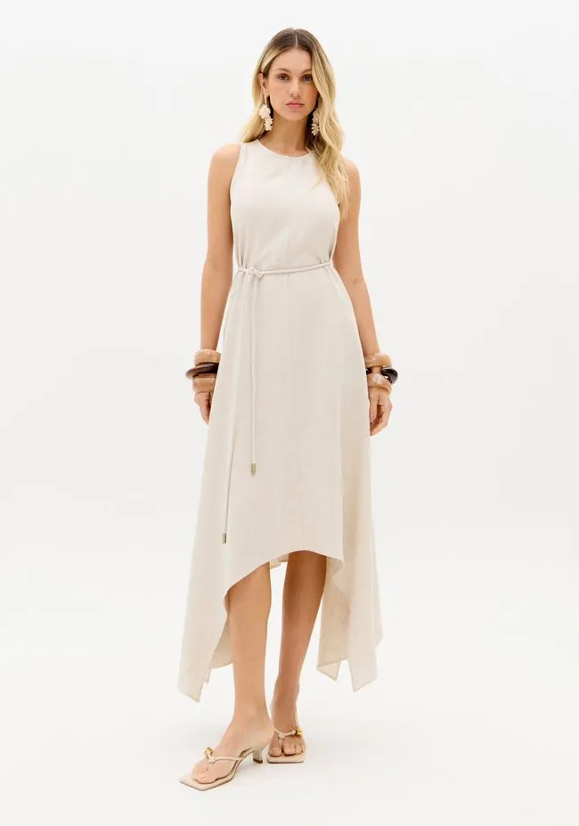 VESTIDO SUPER MIDI COM LINHO