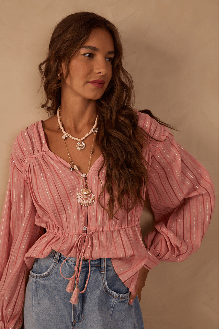 BLUSA VOIL LUREX AMARRAÇÃO